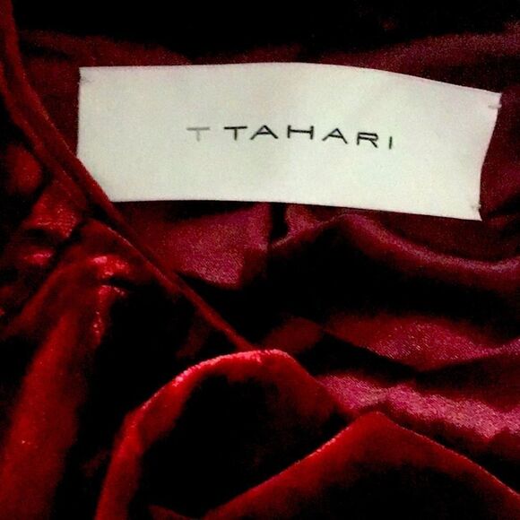 T Tahari Wine Velvet Ruffle Front Blazer Jacket - Picture 14 of 16